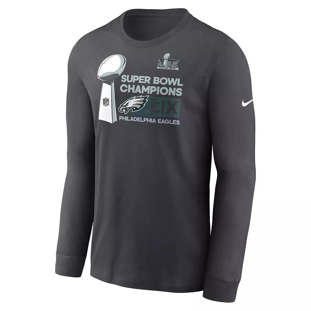 Men's Nike Philadelphia Eagles Super Bowl LIX Champions Locker Room Trophy Collection Long Sleeve Tee,  Product Image