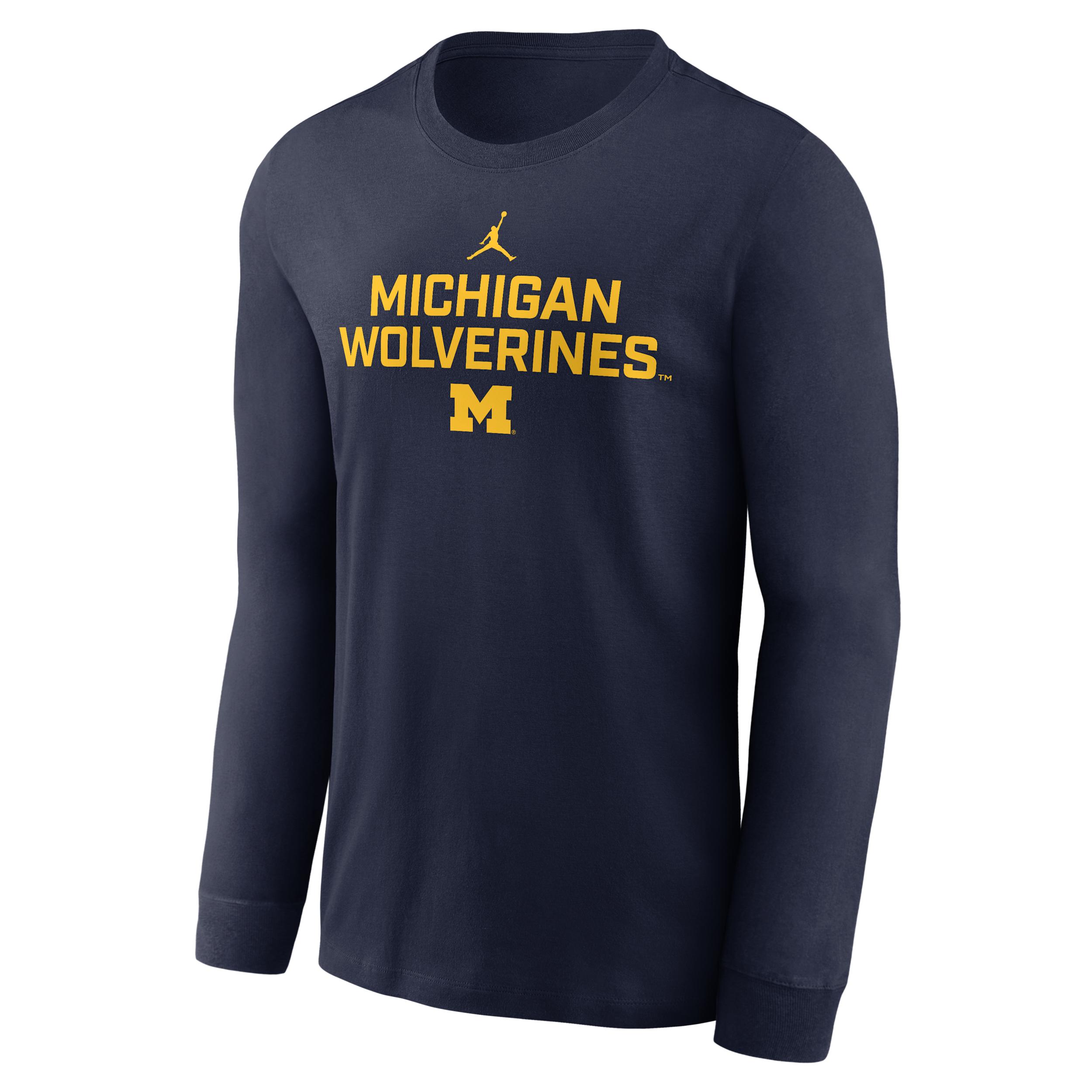 Mens Michigan Sideline Jordan Brand Dri-FIT College Long-Sleeve T-Shirt | 0JEW41SMWN-PGE Product Image