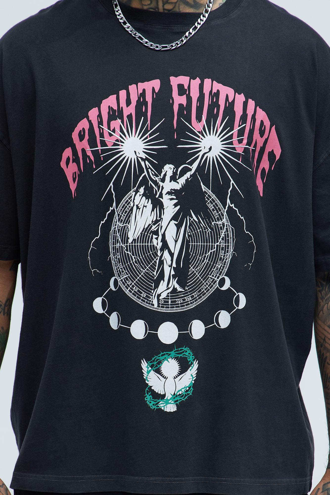 Bright Future Ahead Oversized Short Sleeve Tee - Black Product Image