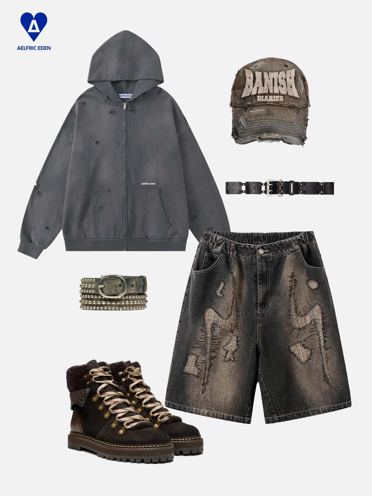 Aelfric Eden Applique Embroidery Baggy Jorts Product Image