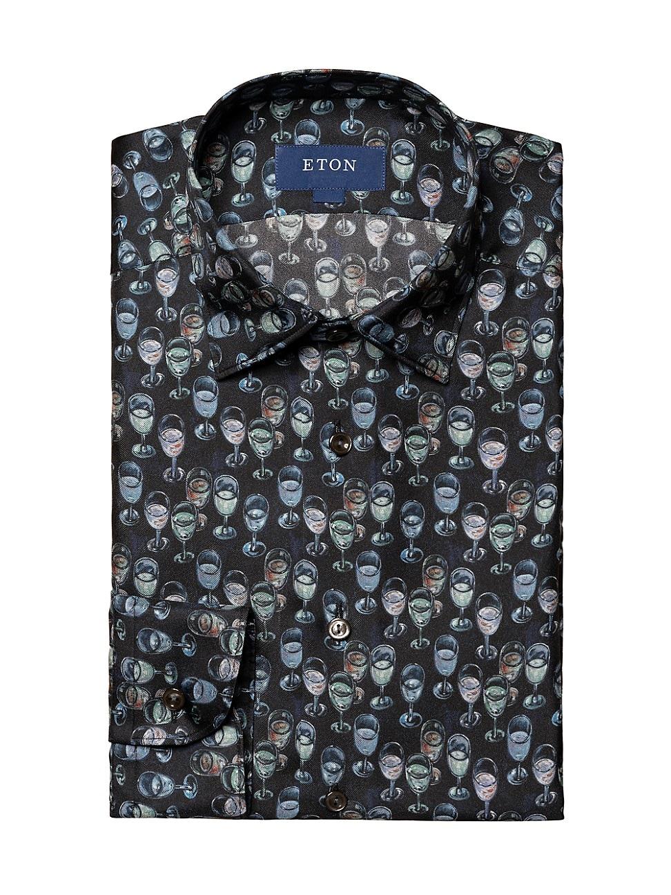 Mens Slim-Fit Glass Print Silk Shirt Product Image
