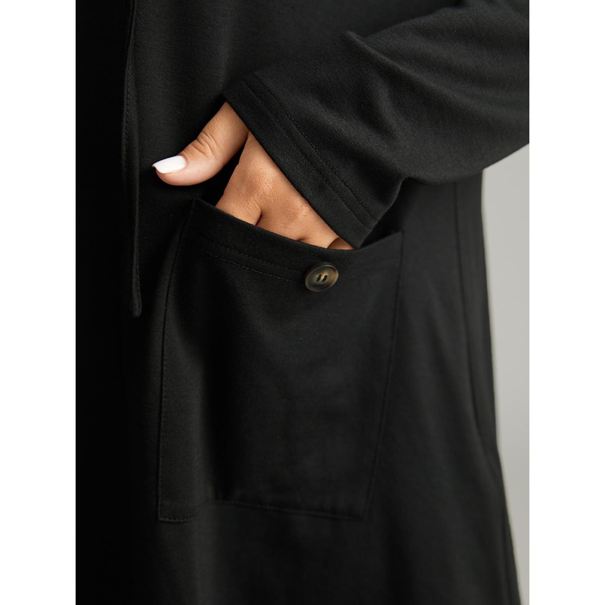 Plus Size Halloween Asymmetrical Pocket Lapel Collar Sweatshirt Women Black Casual Plain Lapel Collar Festival-Halloween Sweatshirts BloomChic 10/M Product Image