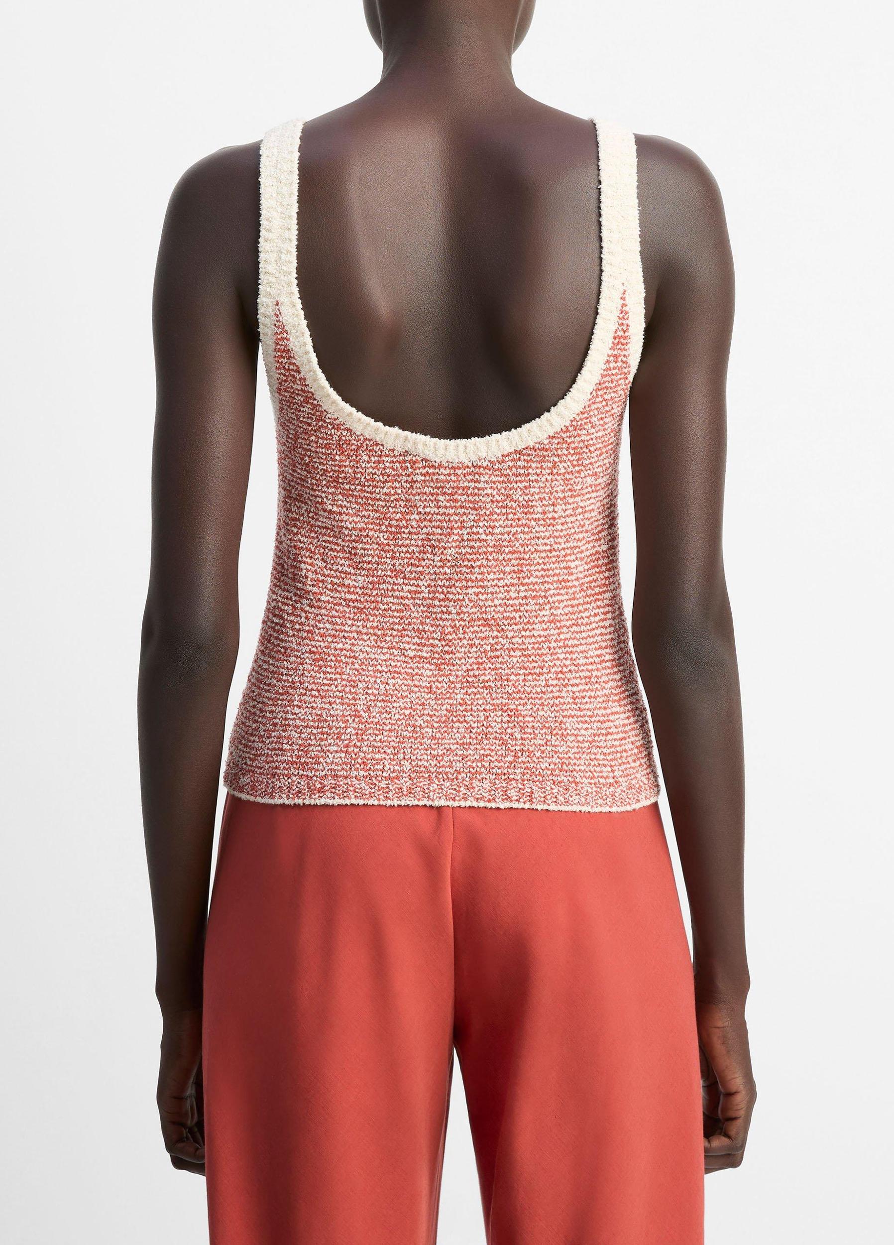 Textured Micro-Stripe Italian Cotton-Blend Sweater Tank Product Image