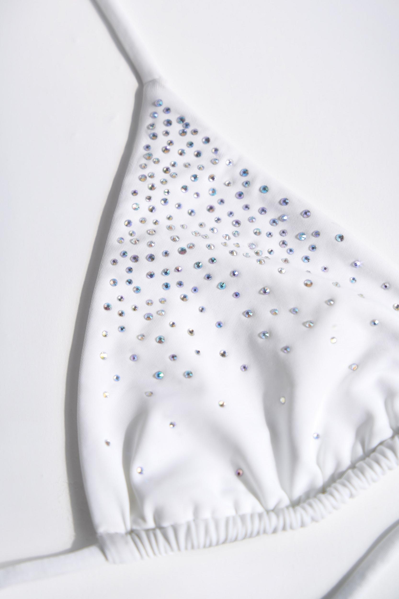Embellished Triangle Bikini Top in White Product Image