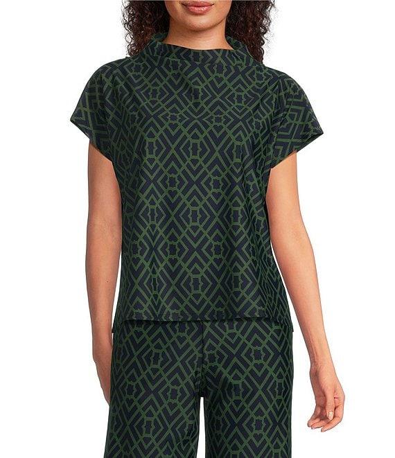 Jude Connally Tillie Garden Lattice Print Coordinating Ultralight Jude Cloth Drape Crew Neck Cap Sleeve Top Product Image