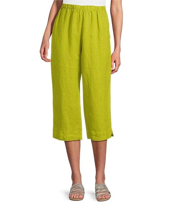 Bryn Walker Light Linen Straight Leg Pull-On Cropped Pants Product Image