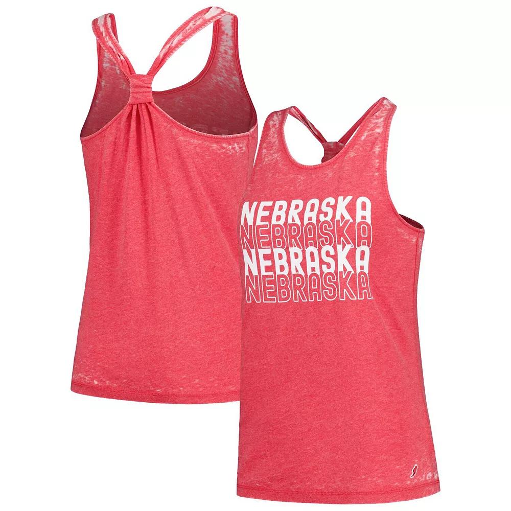 Women's League Collegiate Wear Scarlet Nebraska Huskers Stacked Name Racerback Tank Top, Size: Small, Red Product Image