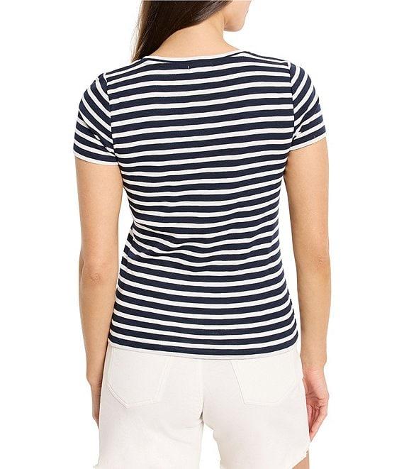 NIC + ZOE Stripe Knit Scoop Neck Short Sleeve Tee Product Image