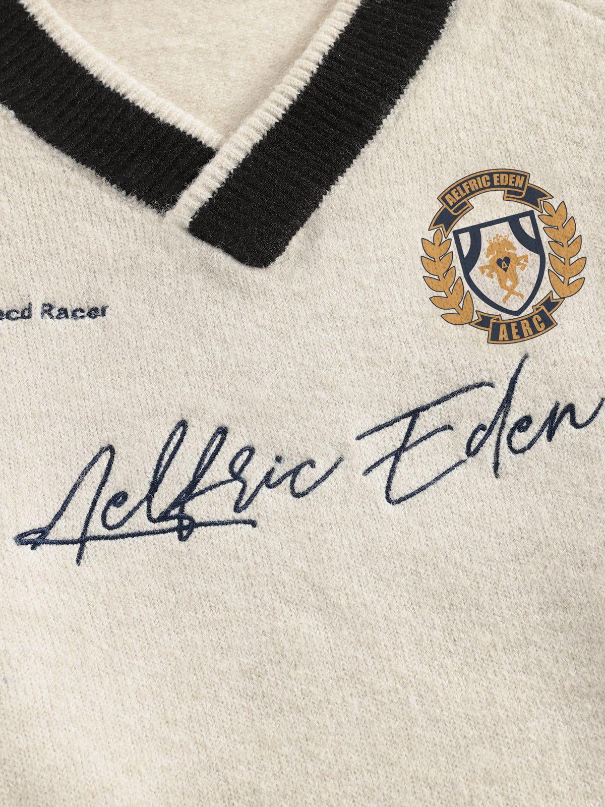 Aelfric Eden Patchwork V-Neck Sweater Product Image