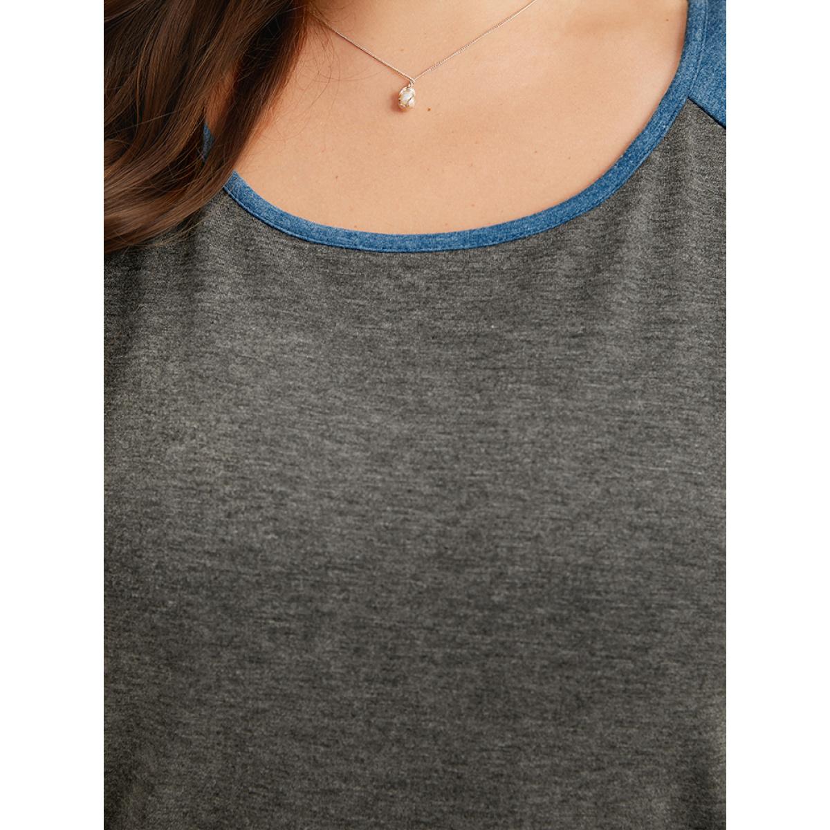 Plus Size Colorblock Contrast Leopard Round Neck Raglan Sleeve Sweatshirt Women Multicolor Elegant Elastic cuffs Round Neck Dailywear Sweatshirts BloomChic 26/4X Product Image