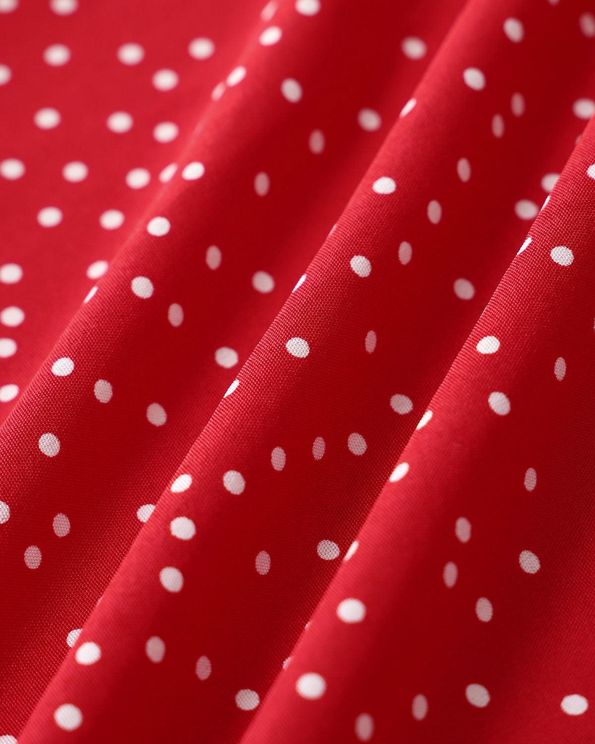 Plus Size Red V Neck Polka Dot  Midi Dress Product Image