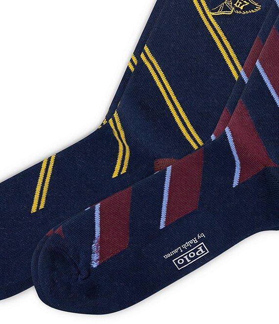 Polo Ralph Lauren Striped Gothic Embroidered Dress Socks 2-Pack Product Image