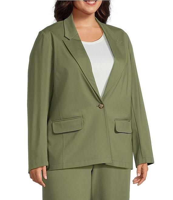 Investments Plus Size Performance Traveler Long Sleeve One Button Notch Lapel Blazer Product Image
