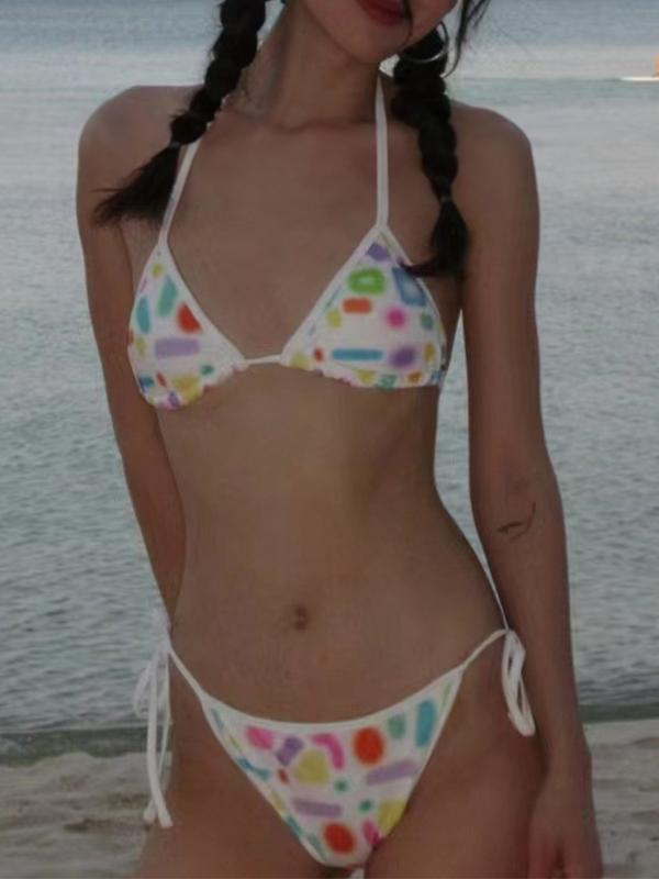 Cartoon Print Lace Up Bikinis Product Image