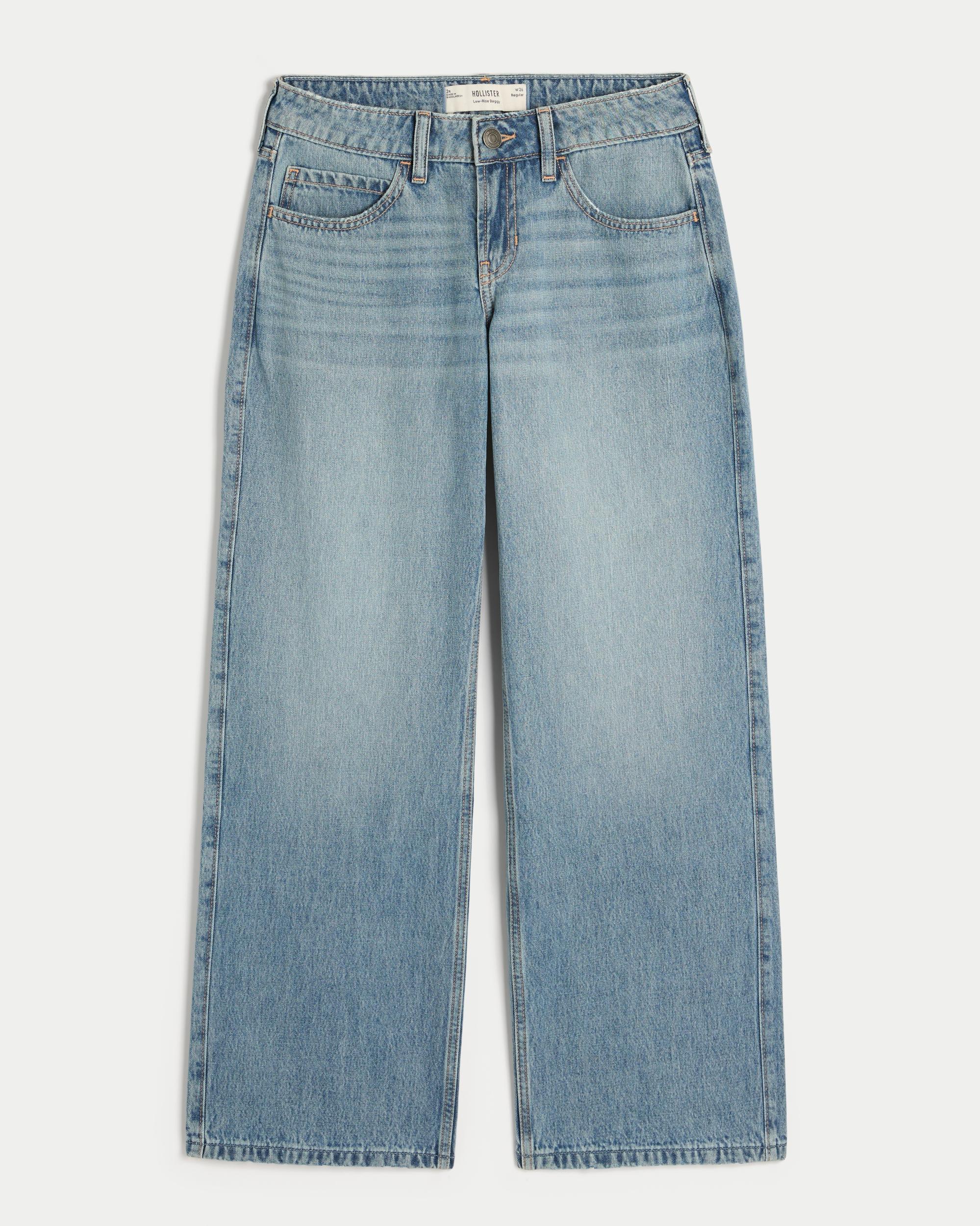 Low-Rise Medium Wash Baggy Jeans Product Image