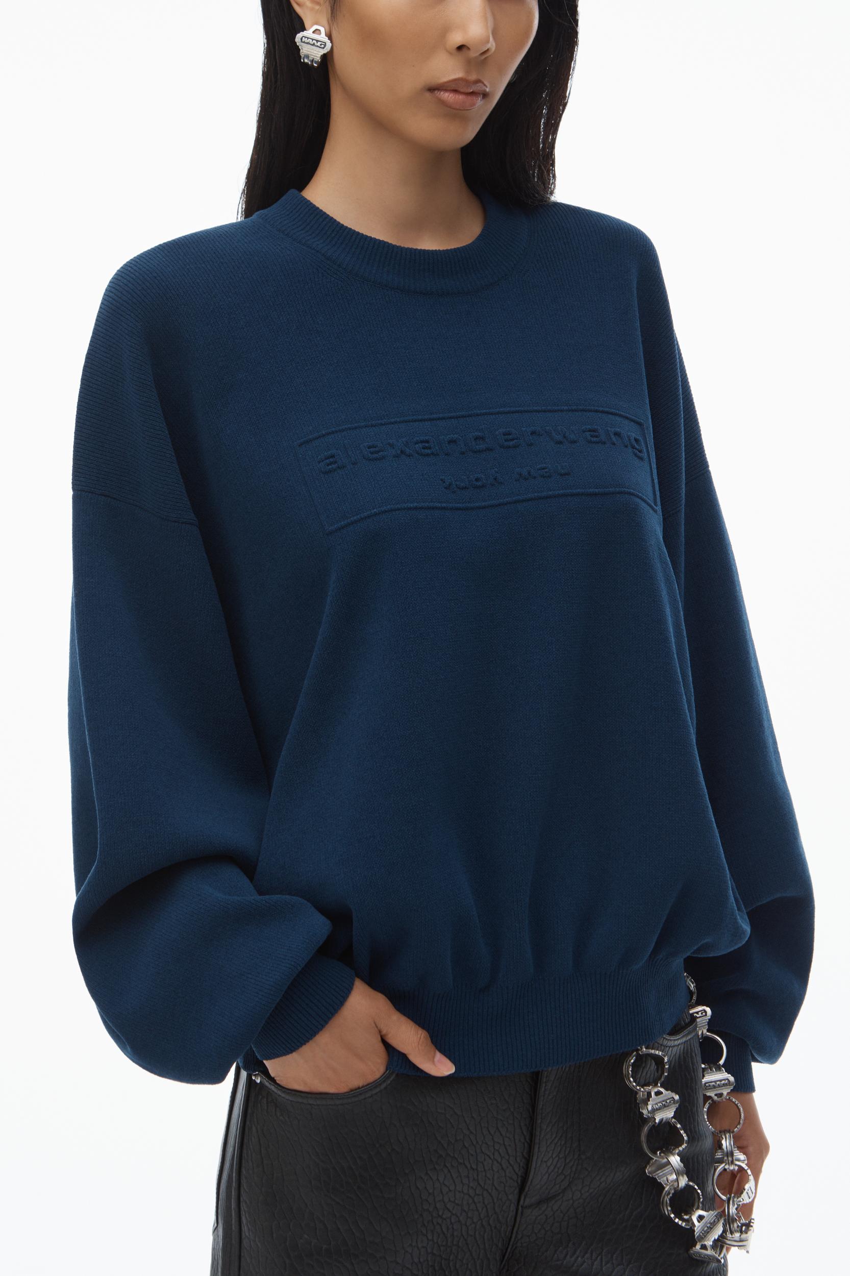 Logo Embossed Ribbed Pullover In Soft Chenille Product Image