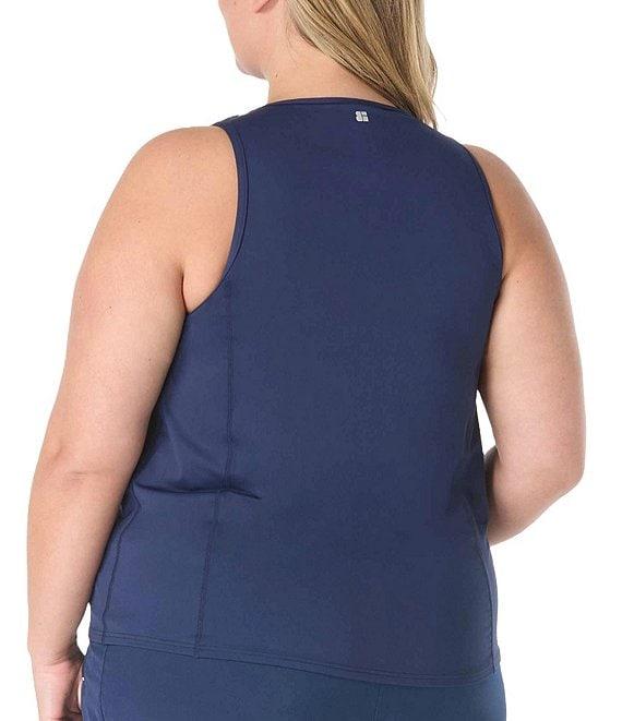 Beach House Plus Size Tropical Paradise Botanical Zip Front Racerback Tankini Swim Top Product Image