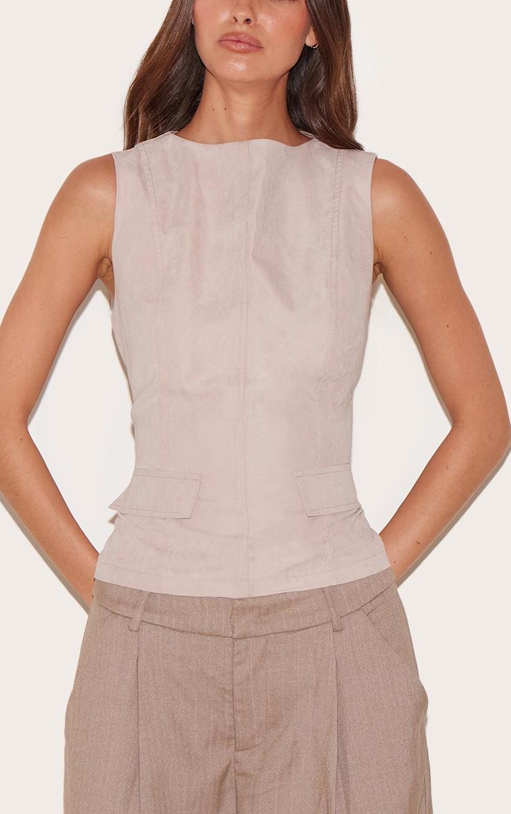  Stone Peach Skin Sleeveless Long Top Product Image