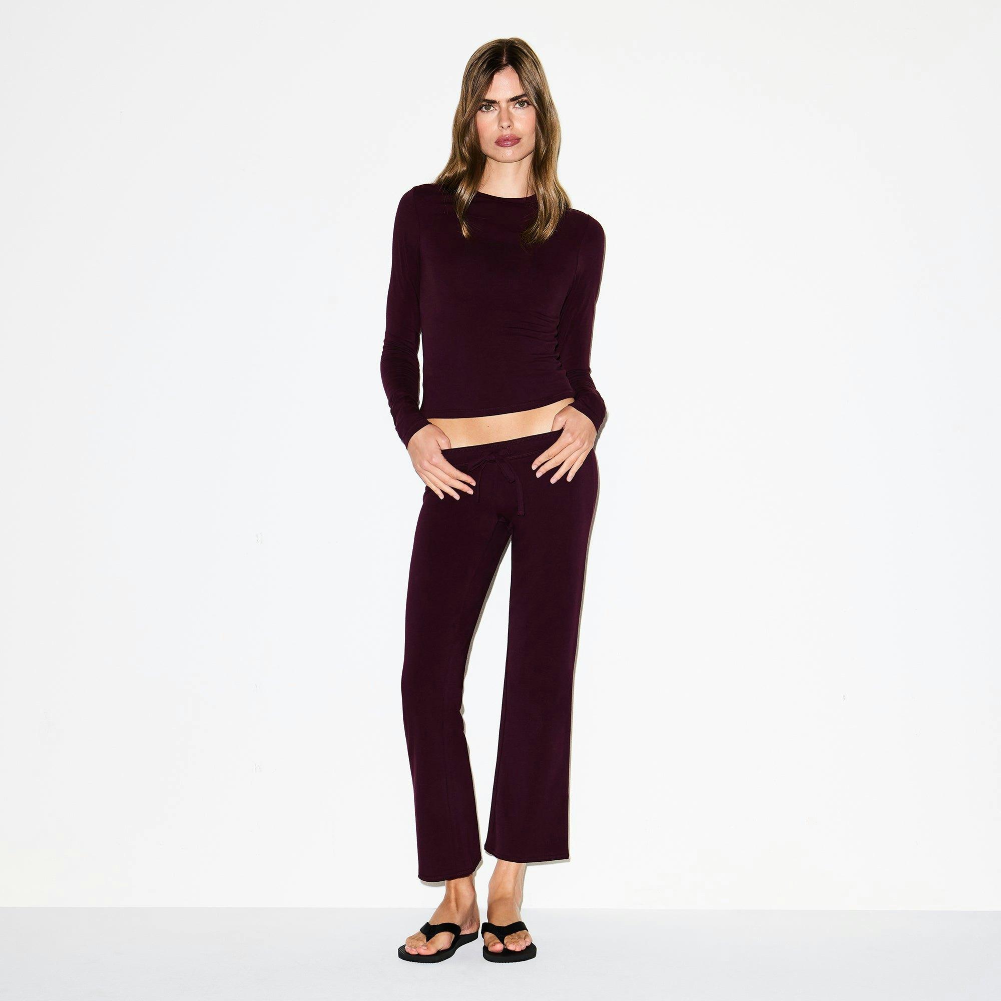 COTTON JERSEY LOW RISE CROP PANT | CURRANT Product Image