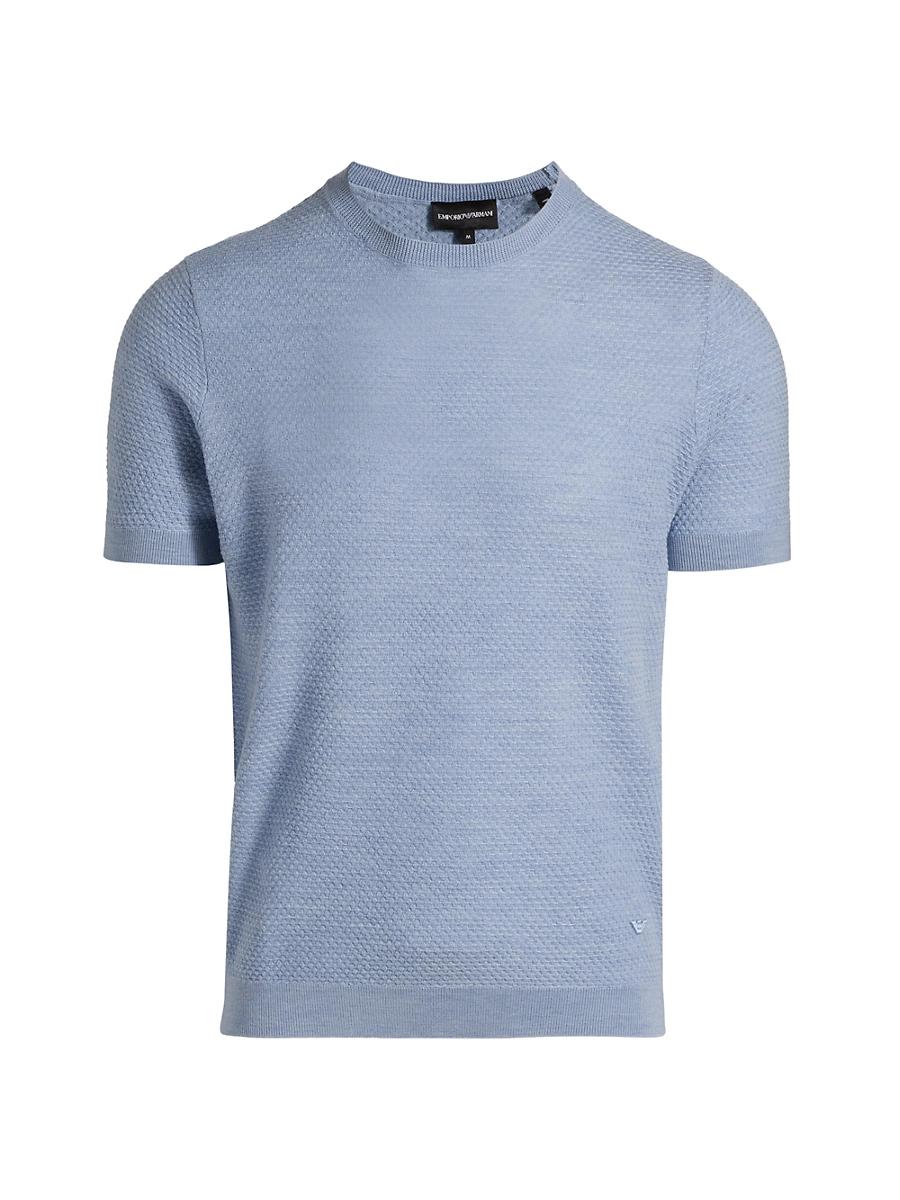 Men's Textured Wool Short-Sleeve Crewneck Sweater Product Image
