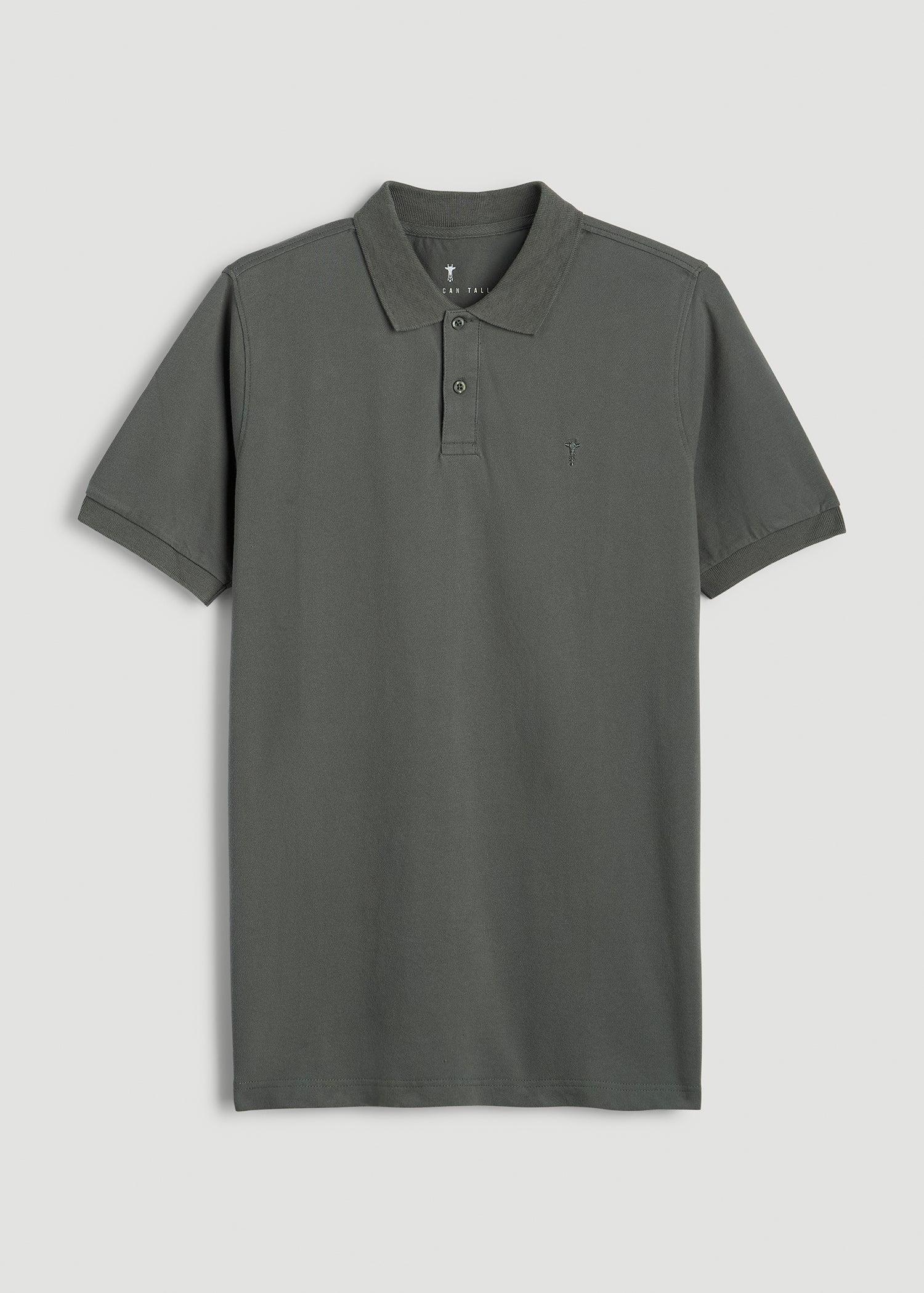 Classic Polo with Embroidered Logo for Tall Men in Spring Olive Male Product Image