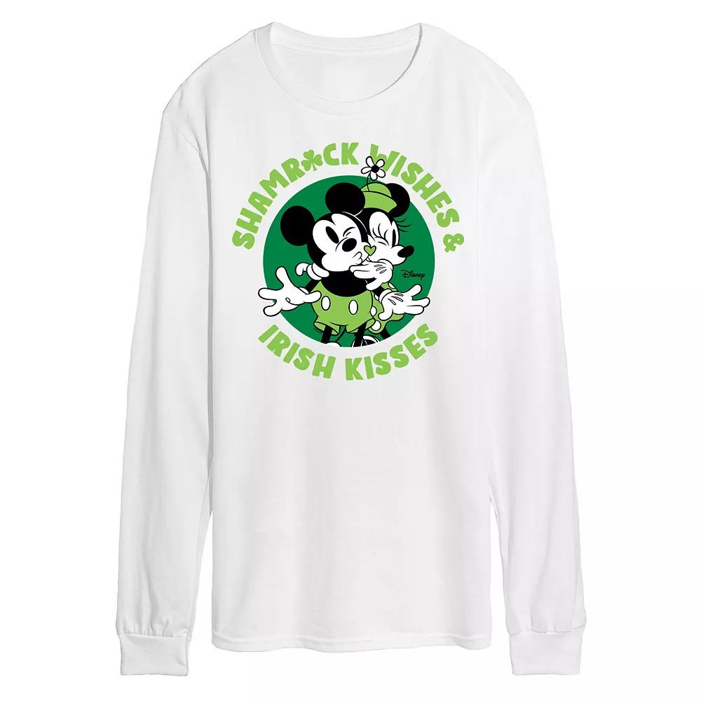 Disney's Mickey & Minnie Mouse Men's Shamrock Wishes Irish Kisses Long Sleeve Graphic Tee,  Product Image