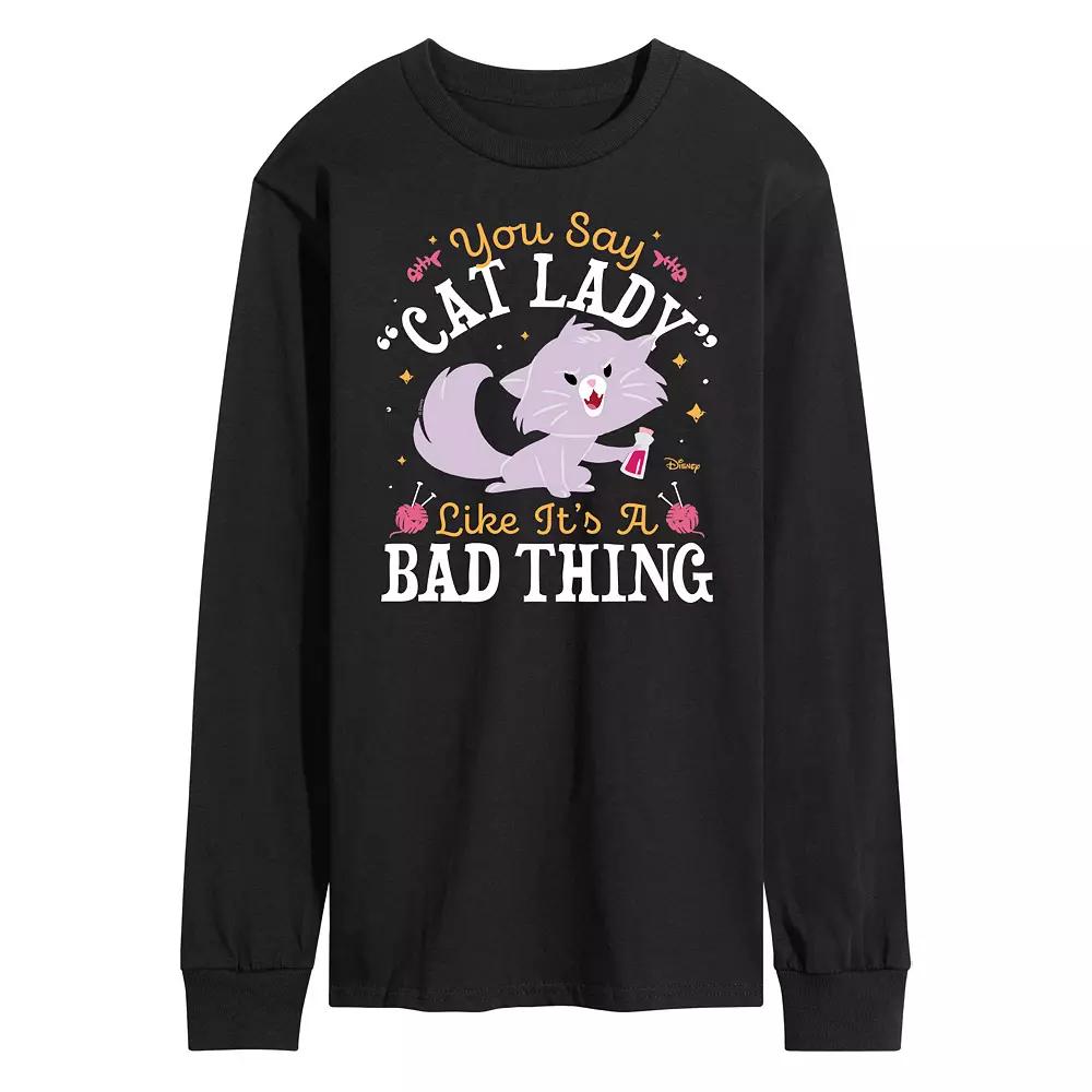 Disney Men's Cat Lady Like Its a Bad Thing Long Sleeve Graphic Tee,  Product Image