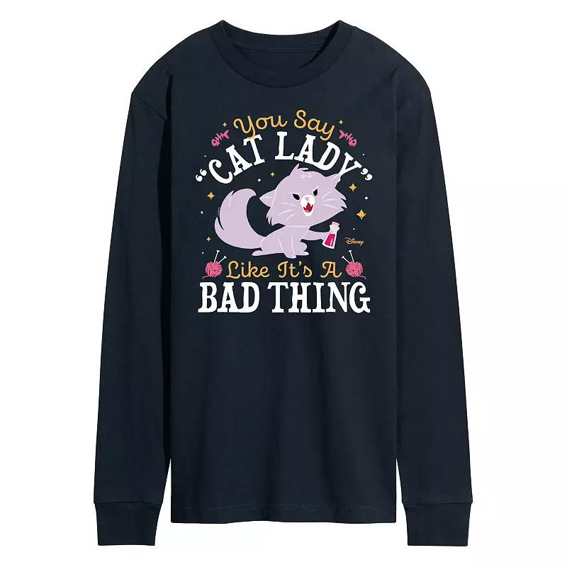 Disney Men's Cat Lady Like Its a Bad Thing Long Sleeve Graphic Tee,  Product Image