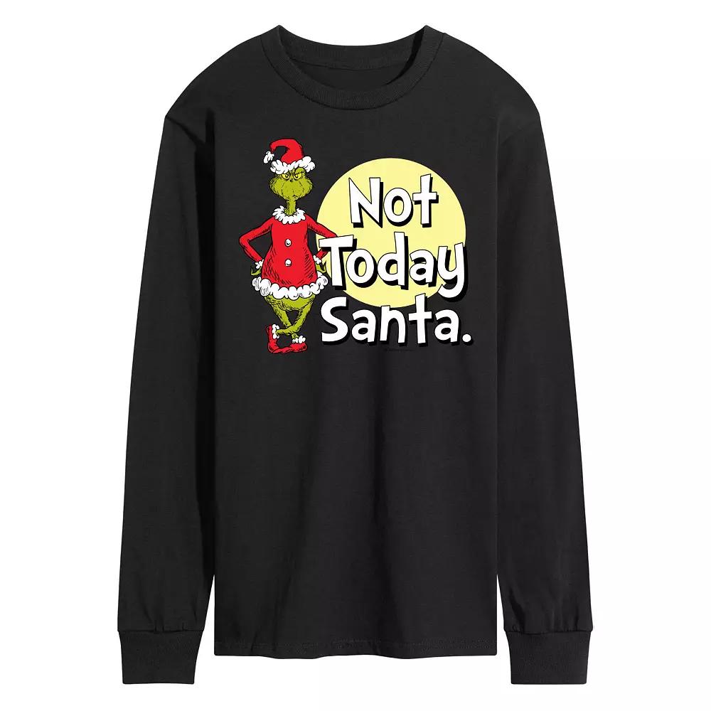 Men's Dr. Seuss Grinch Not Today Santa Long Sleeve Tee,  Product Image