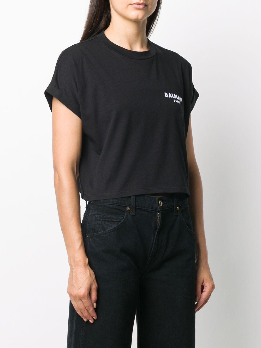 logo-embroidered cropped T-shirt Product Image
