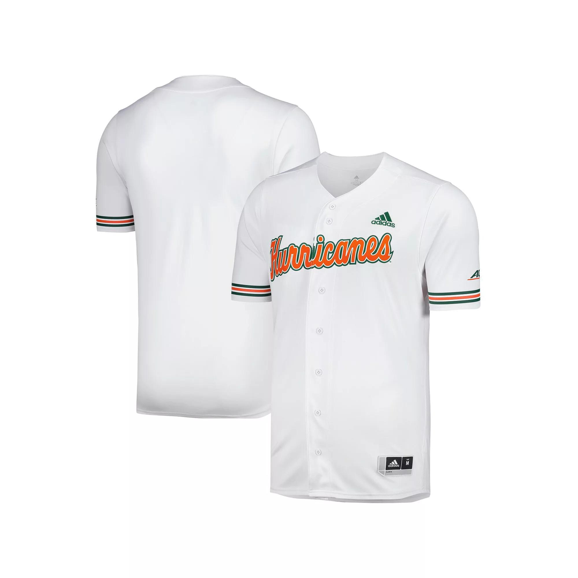 Men's adidas White Miami Hurricanes Replica Baseball Jersey,  Product Image