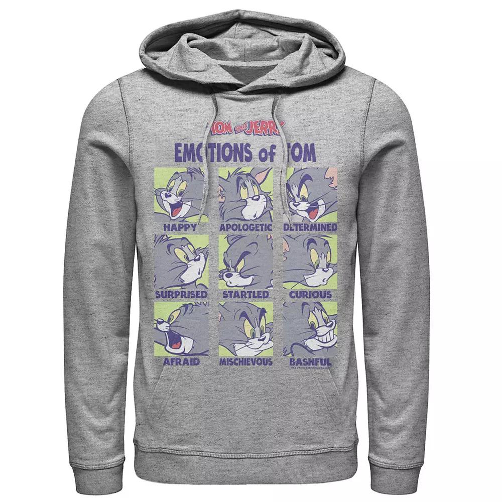 Mens Tom And Jerry The Many Emotions Of Tom Portrait Panels Hoodie, Men's, Size: Medium, Athletic Grey Product Image