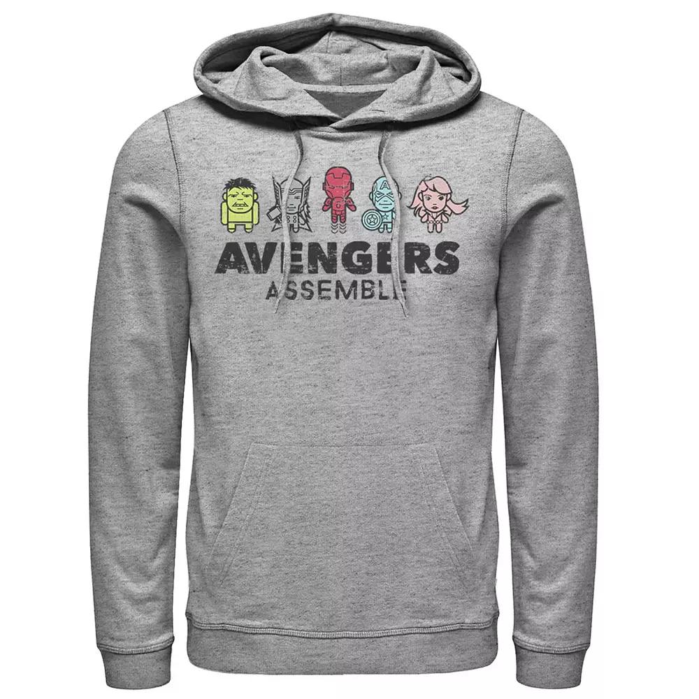 Men's Marvel Avengers Assemble Cartoon Chest Logo Hoodie, Size: Small, Athletic Grey Product Image