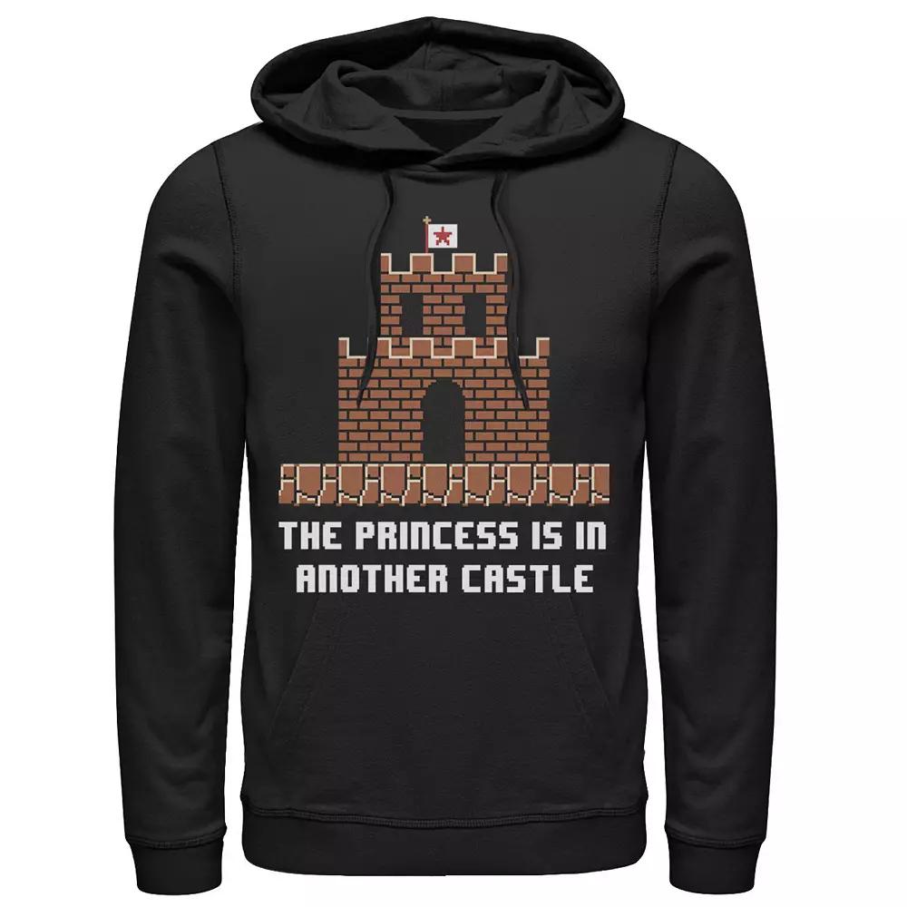 Men's Super Mario The Princess Is In Another Castle Hoodie, Size: XL, Black Product Image