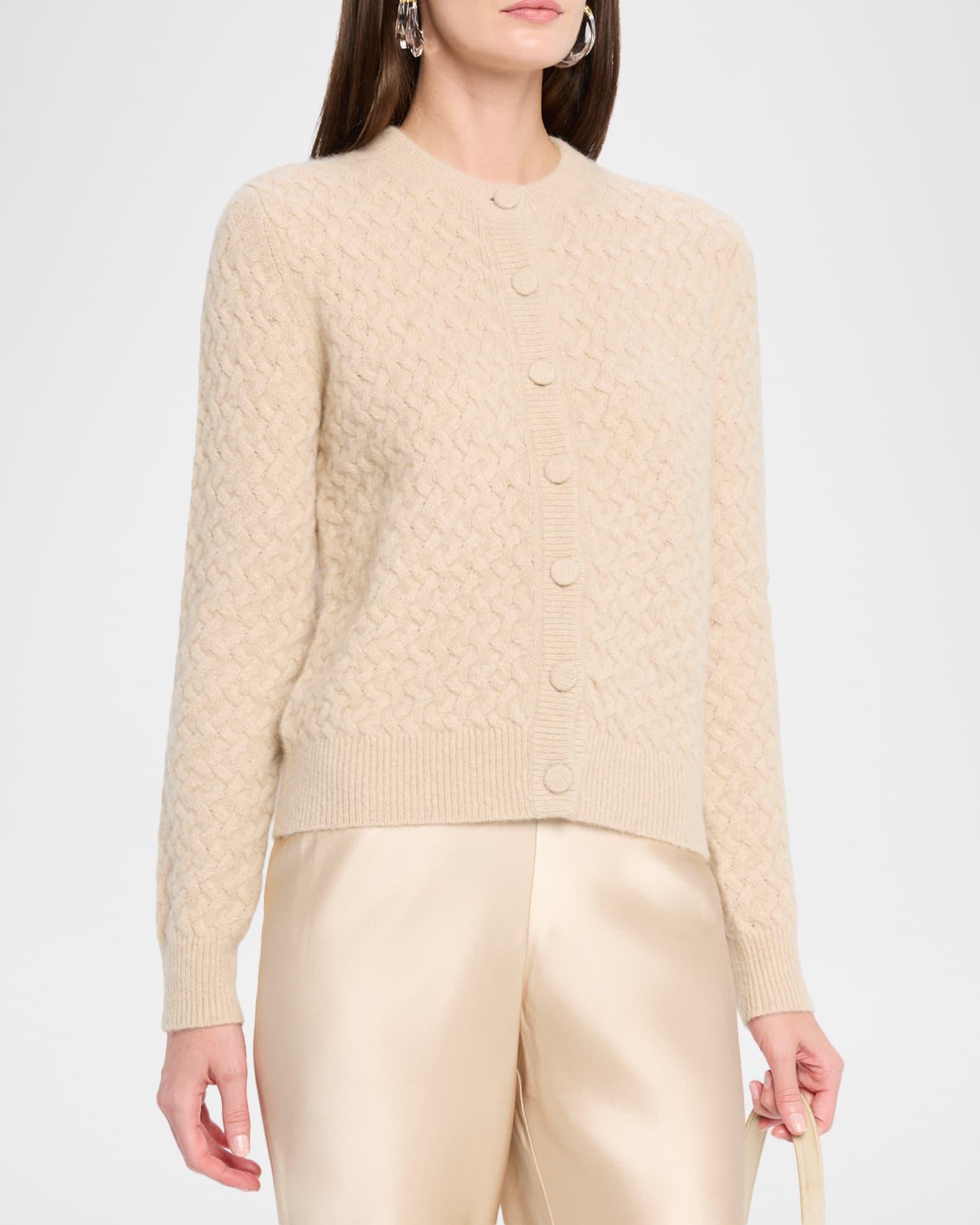 Boucle Cashmere Cable-Knit Cardigan Product Image