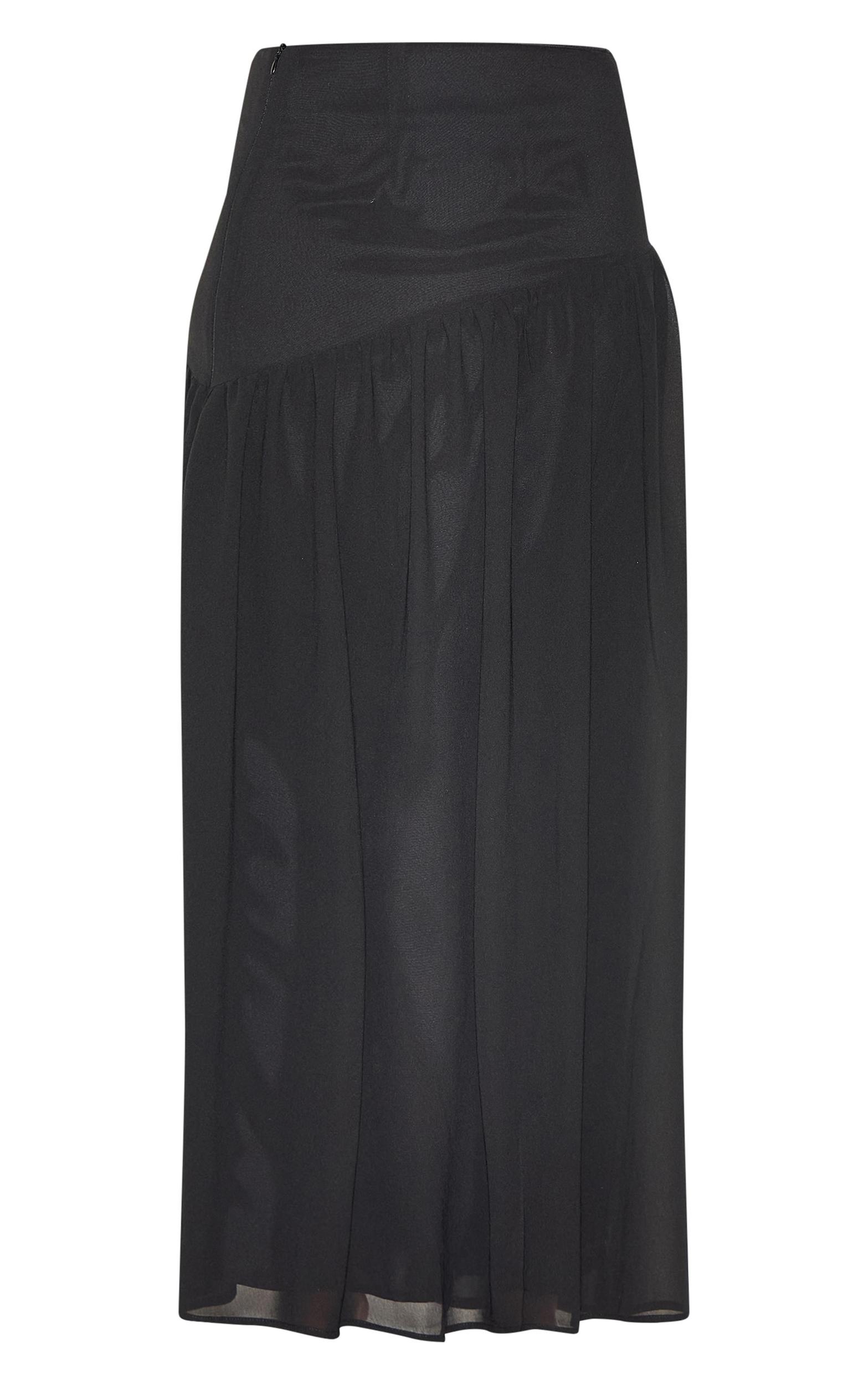 Black Asymmetric Drop Waist Maxi Skirt Product Image