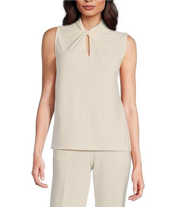 Anne Klein Moss Crepe Keyhole Twist Neck Sleeveless Top Product Image