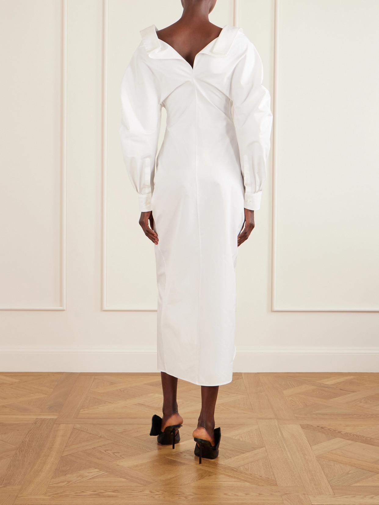GIVENCHY Off-the-shoulder Cotton Poplin Midi Dress In White Product Image