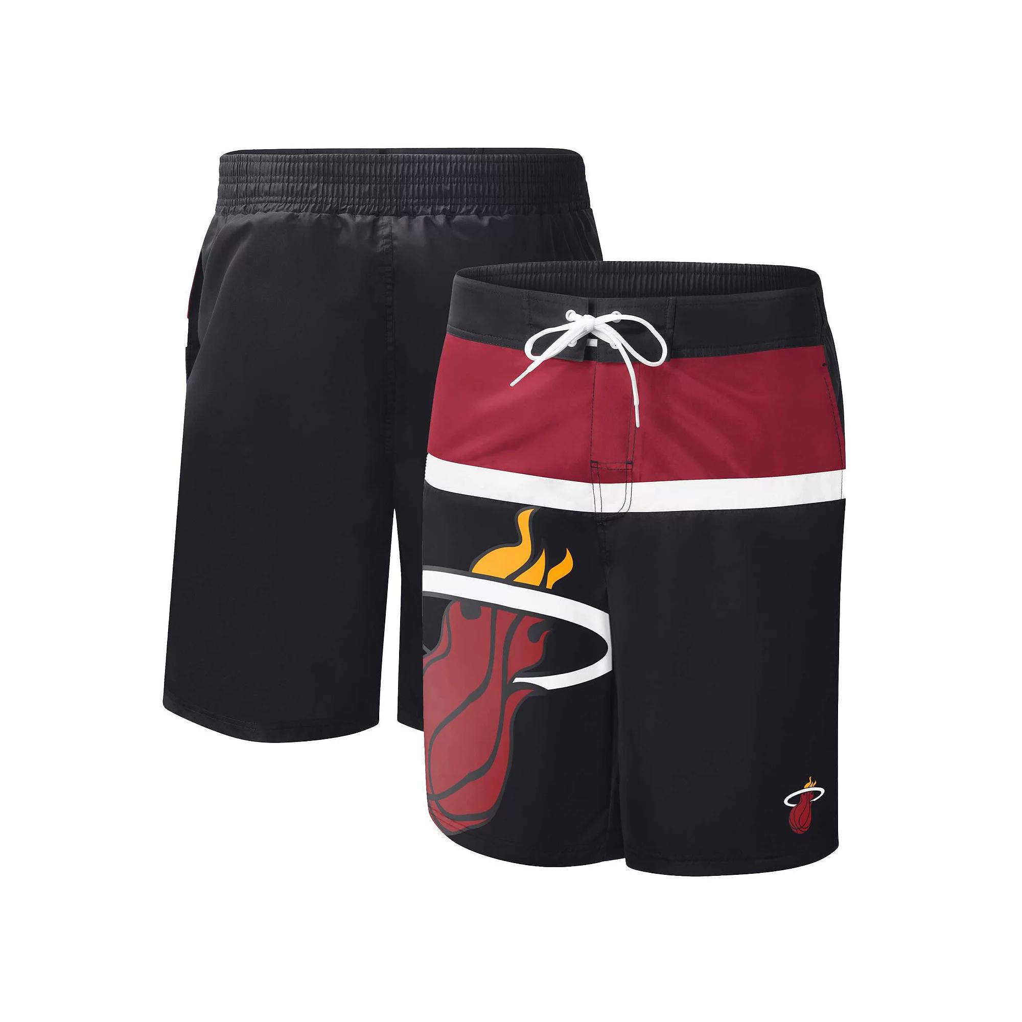 Men's G-III Sports by Carl Banks Black Miami Heat Sea Wind Swim Trunks, Size: 2XL Product Image