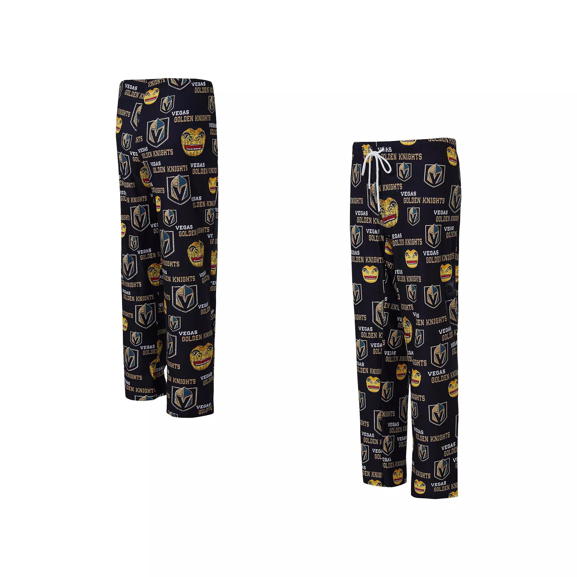 Women's Concepts Sport Black Vegas Golden Knights Zest Allover Print Knit Pants, Size: XL, Lvk Black Product Image