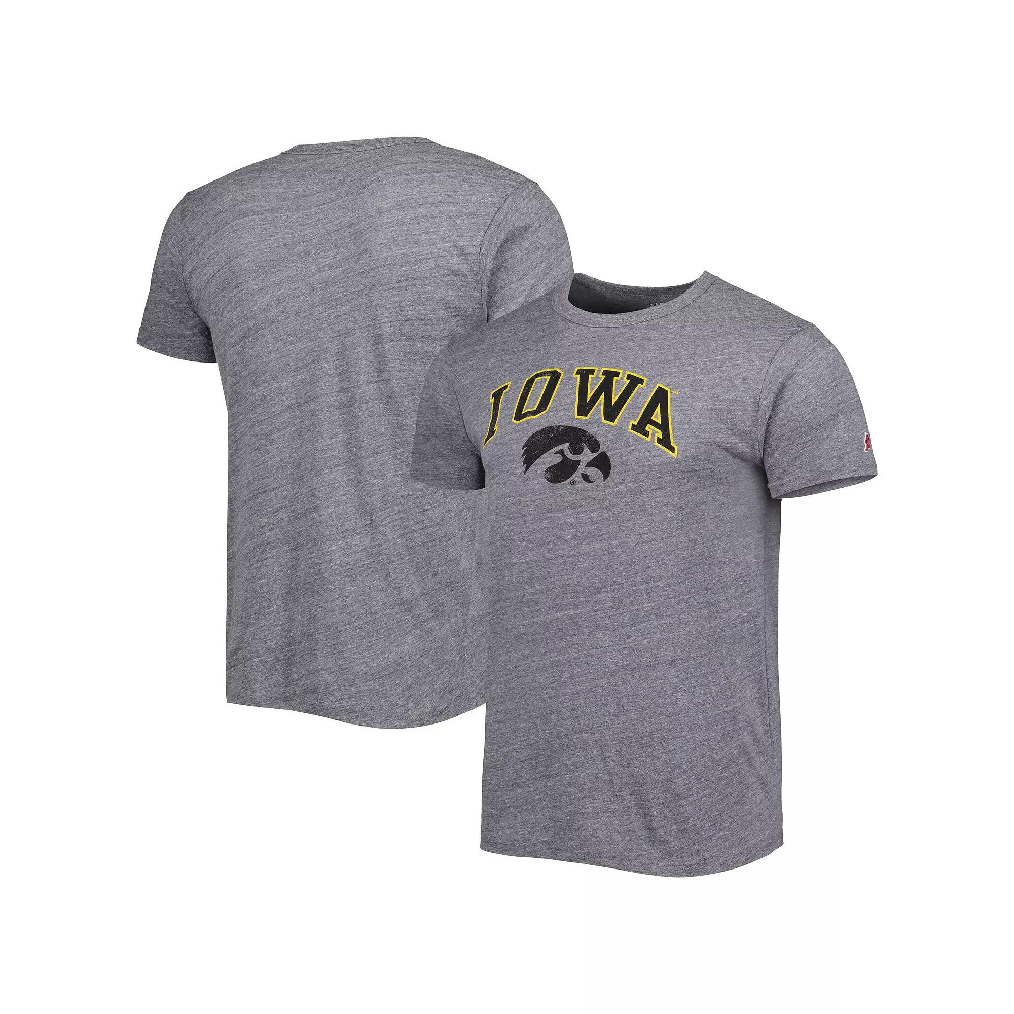 Men's League Collegiate Wear Heather Gray Iowa Hawkeyes 1965 Arch Victory Falls Tri-Blend T-Shirt, Size: Medium, Grey Product Image