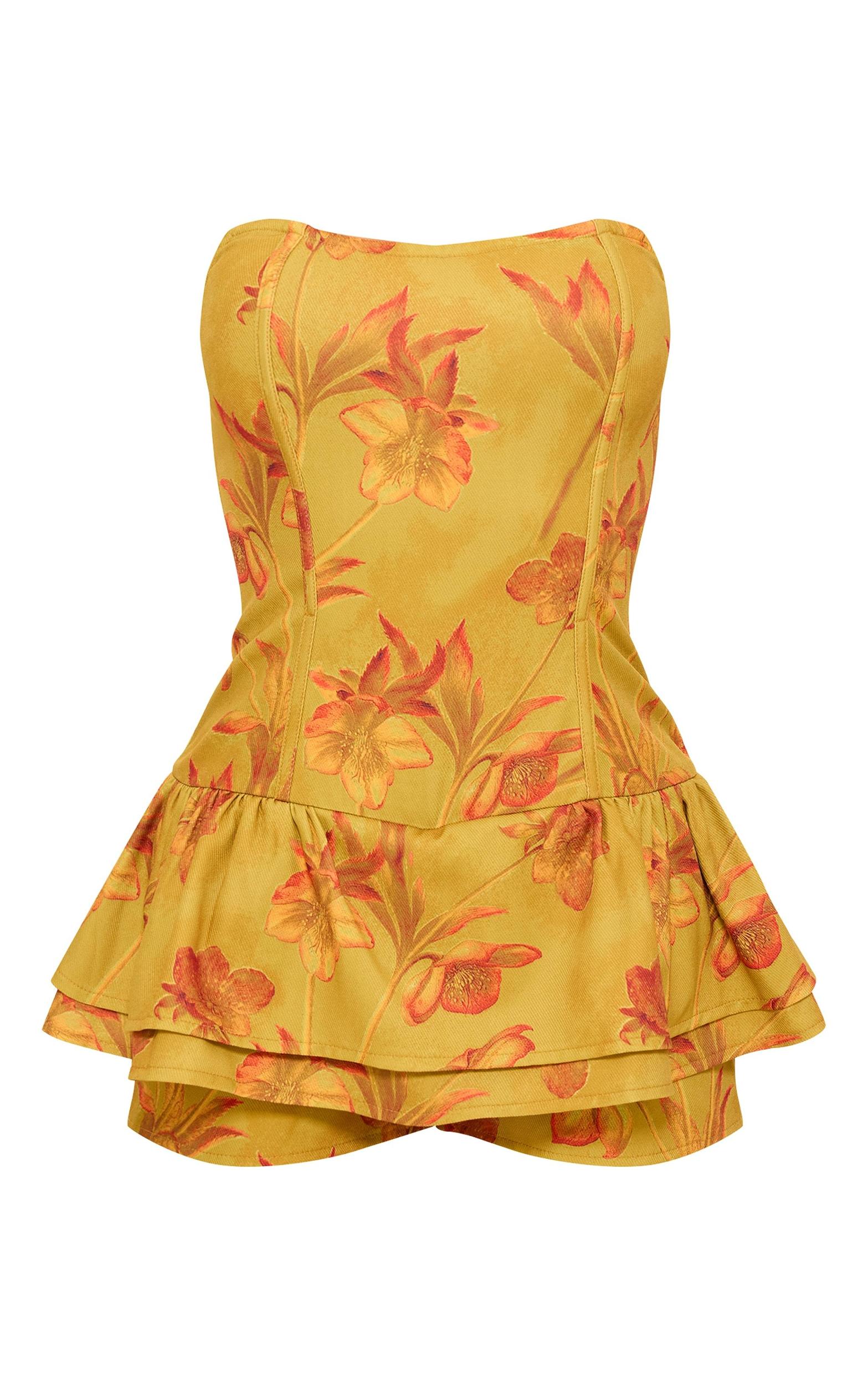 Yellow Blossom Twill Bandeau Rara Romper Product Image
