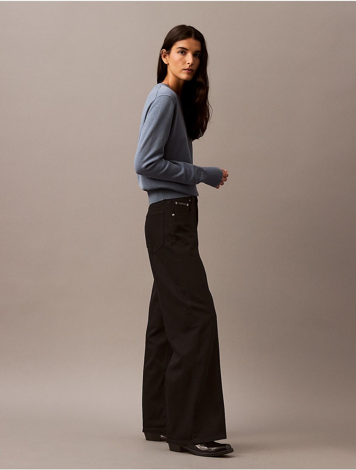 Calvin Klein Womens Ultra High Rise Wide Leg Fit Jeans - Blue Product Image