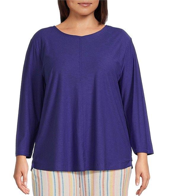 Westbound Plus Size 3/4 Sleeve Knit Crew Neck Top Product Image