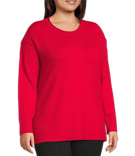 Slim Factor by Investments Plus Size Madison Crew Neck Long Sleeve Sweater Product Image