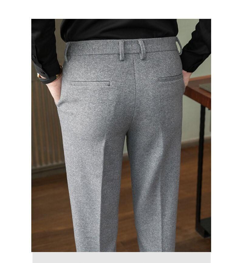 Mid Rise Herringbone Cropped Tapered Dress Pants Product Image