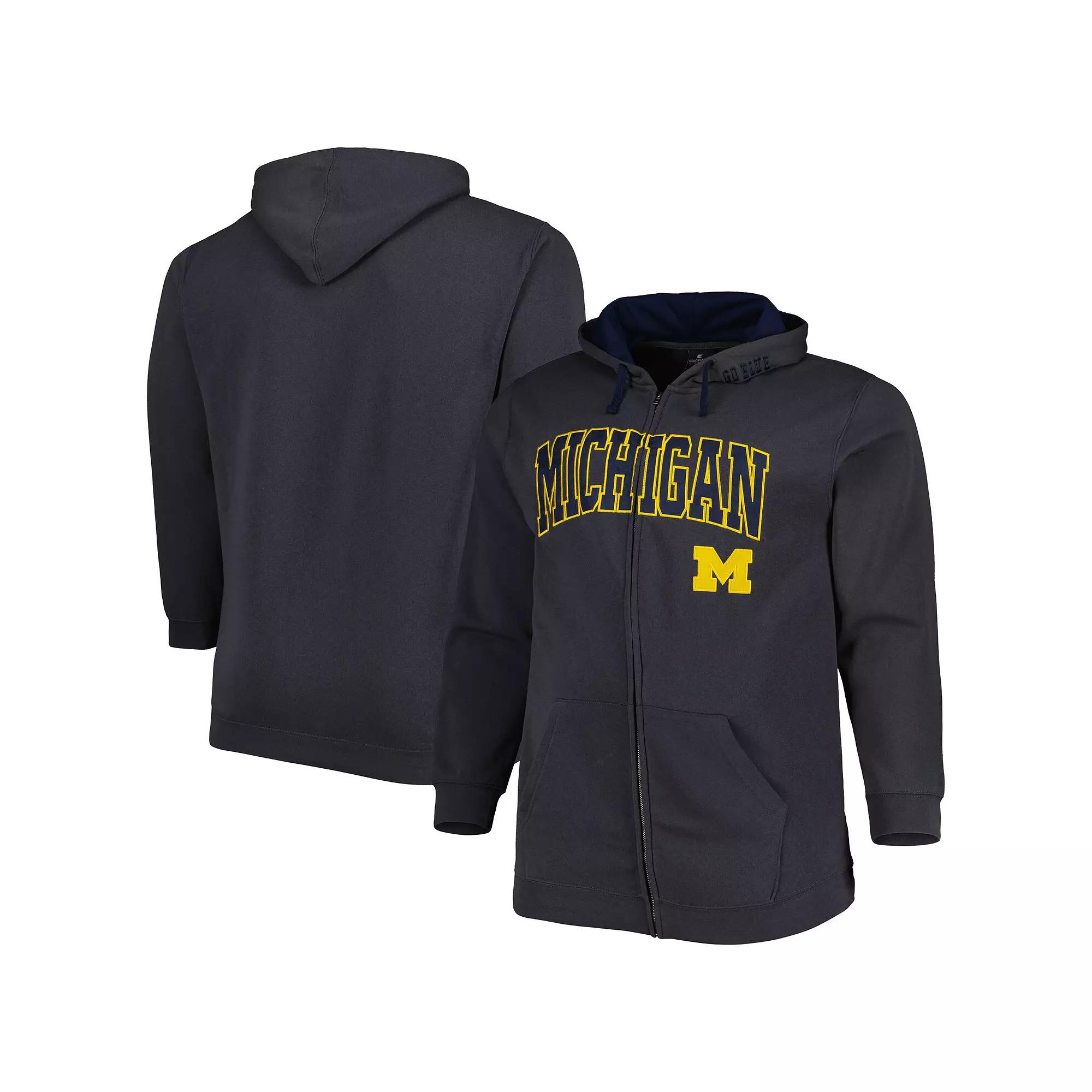 Men's Colosseum Charcoal Michigan Wolverines Big & Tall Team Full-Zip Hoodie,  Product Image