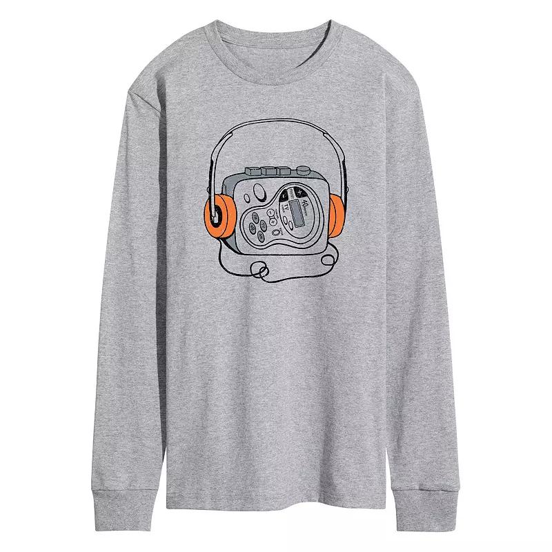 Men's Retro Cassette Player Long Sleeve Graphic Tee,  Product Image