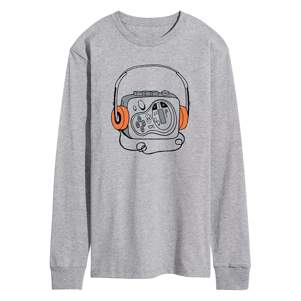 Men's Retro Cassette Player Long Sleeve Graphic Tee,  Product Image