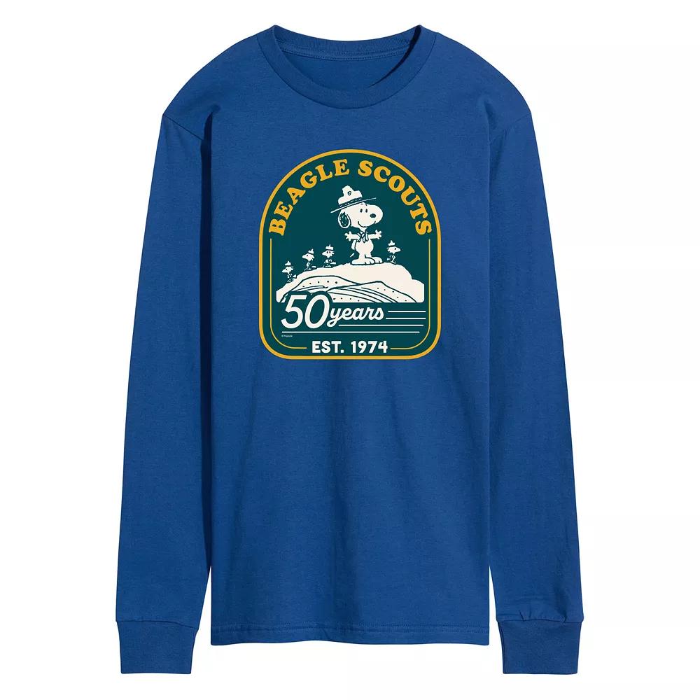Men's Peanuts Beagle Scout 50 Year Mountain Long Sleeve Graphic Tee,  Product Image